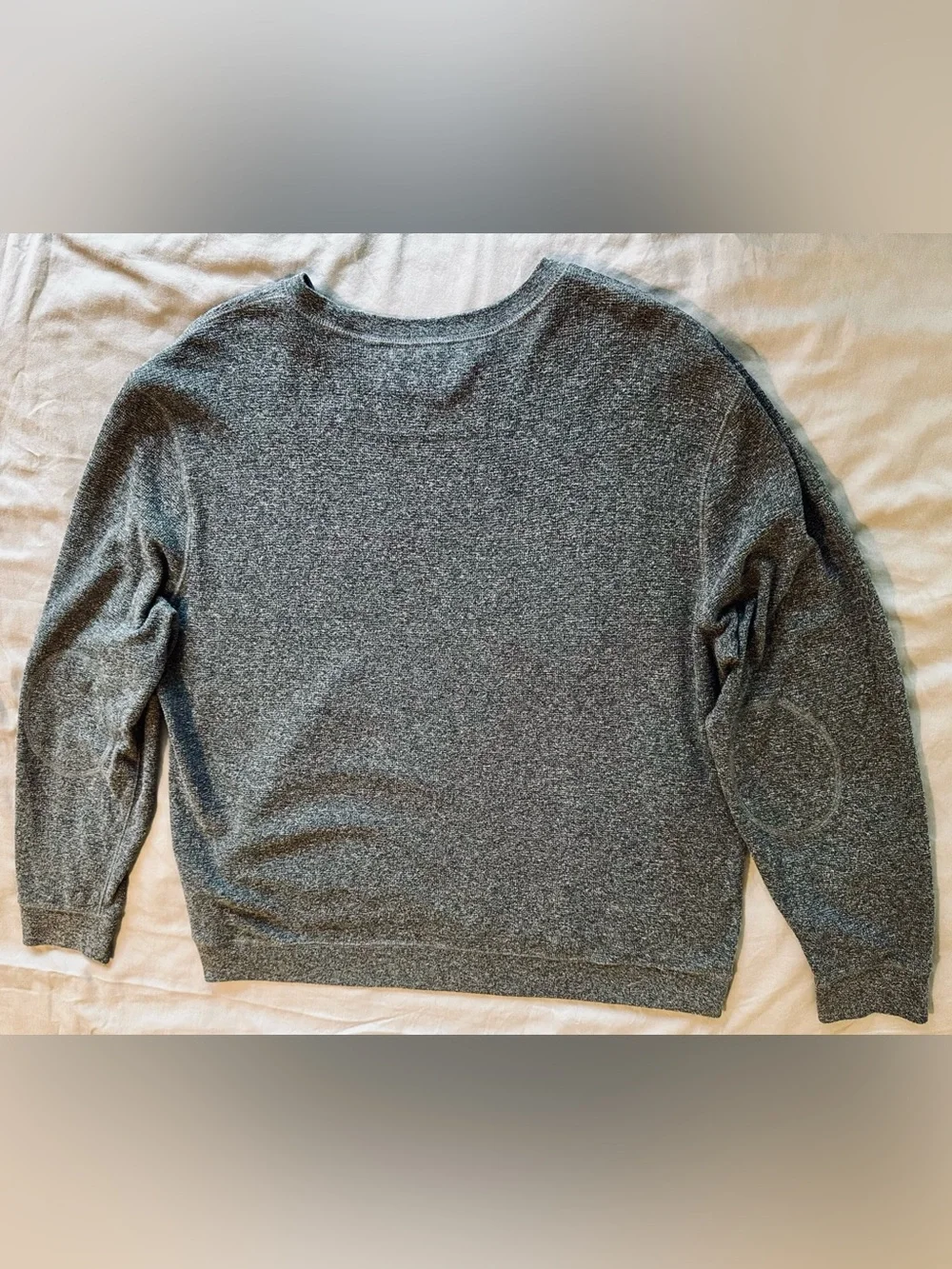 BANANA REPUBLIC Marled Charcoal Grey Crewneck Sweatshirt Sweater Elbow Patches
